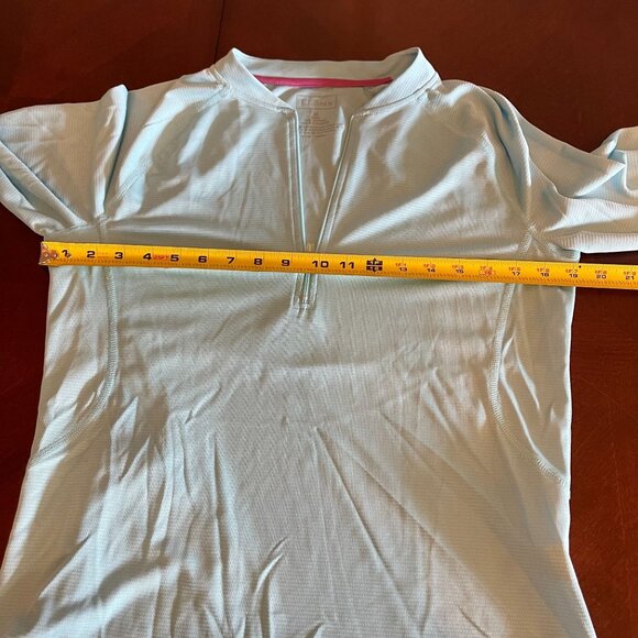 L.L. Bean Womens M Quarter-Zip Pullover Floral Print Performance Top Blue Lightw - Picture 9 of 10